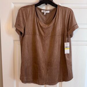 NWT Faux-Suede Short Sleeve Top by Fever🤎